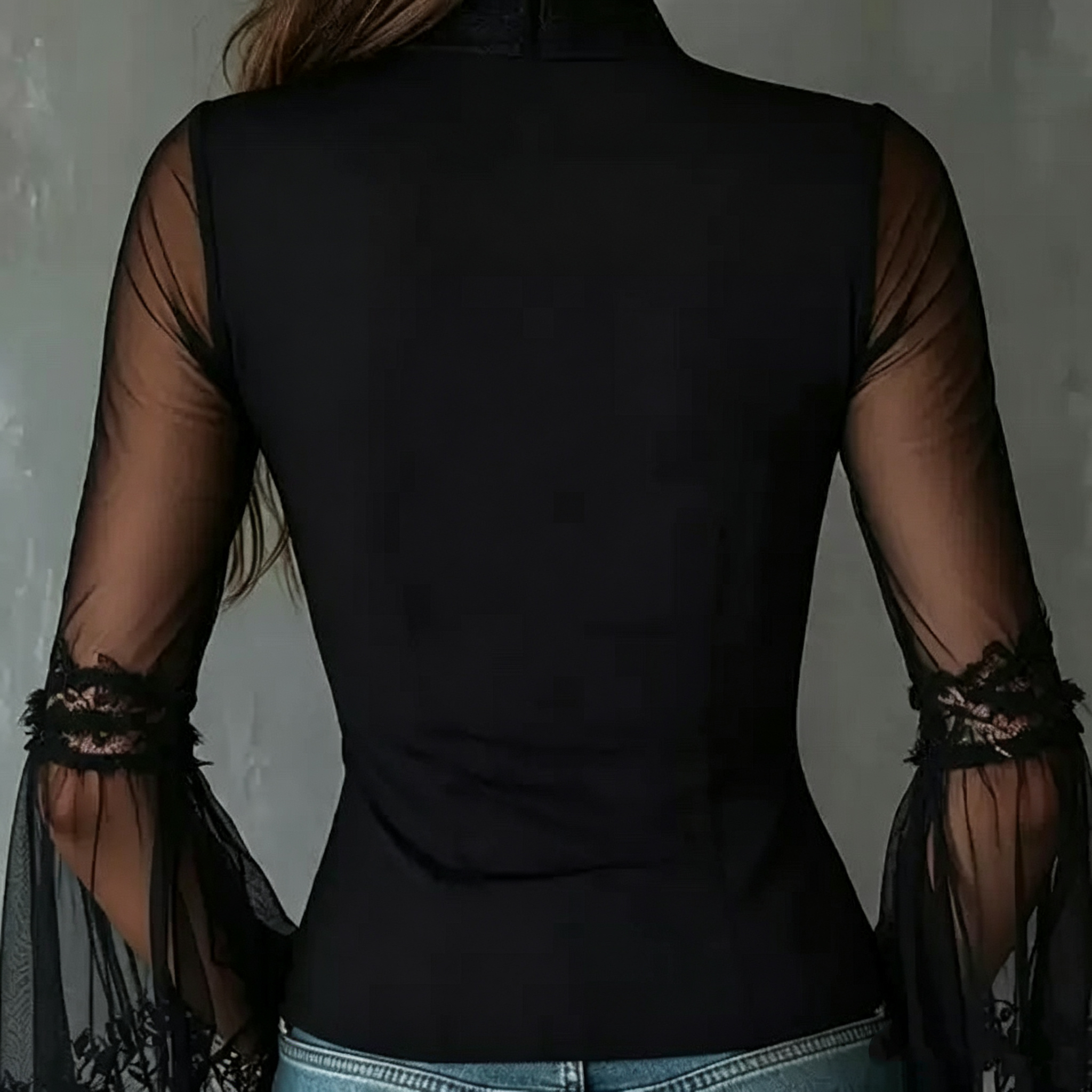 Ladies Black round Neck Long S - Vintage Zipper avis et prix