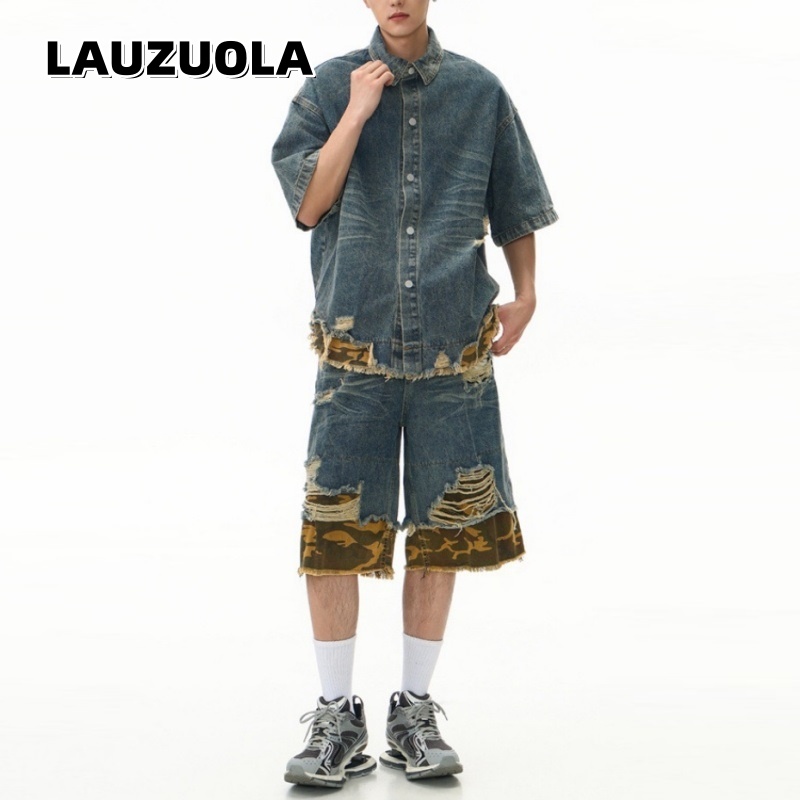 Men's Distressed Ripped Denim  - Vintage Zipper avis et prix